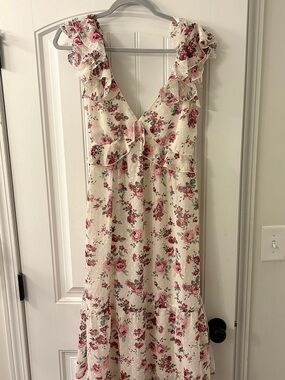 Trixxi Cream Maxi Dress with Pink Floral Print